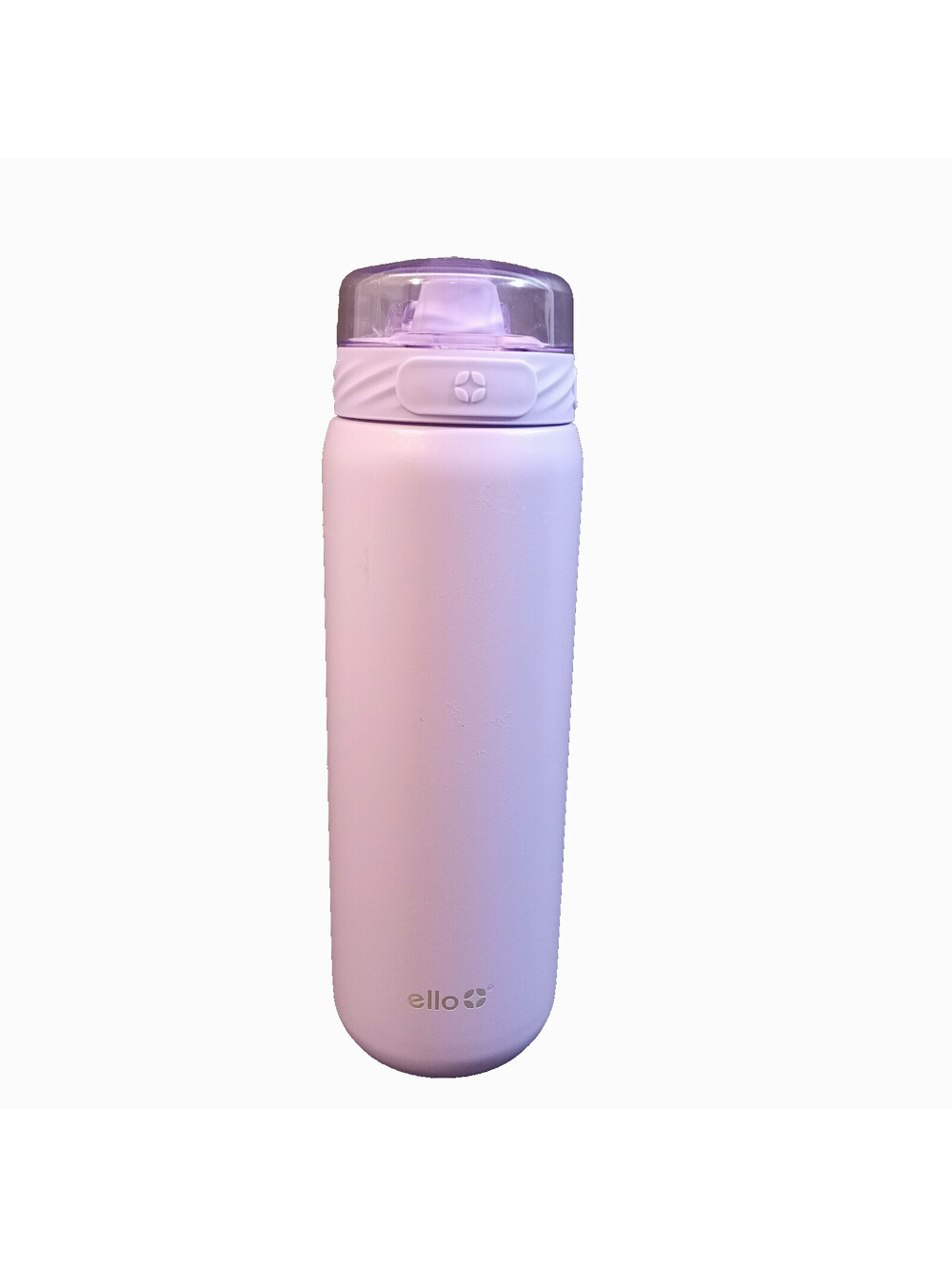 Ello Cooper Push Button Water Bottle Tumbler Purple 32oz Stainless Steel 9.5"